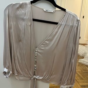 Zara XS champagne blouse